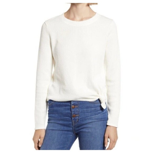 Madewell Texture & Thread Jacquard Knot Front Top Women Size XXL Bright Ivory - Picture 1 of 10